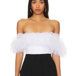 Free People Intimately Big Love Bodysuit | S | Off Shoulder Tulle | White